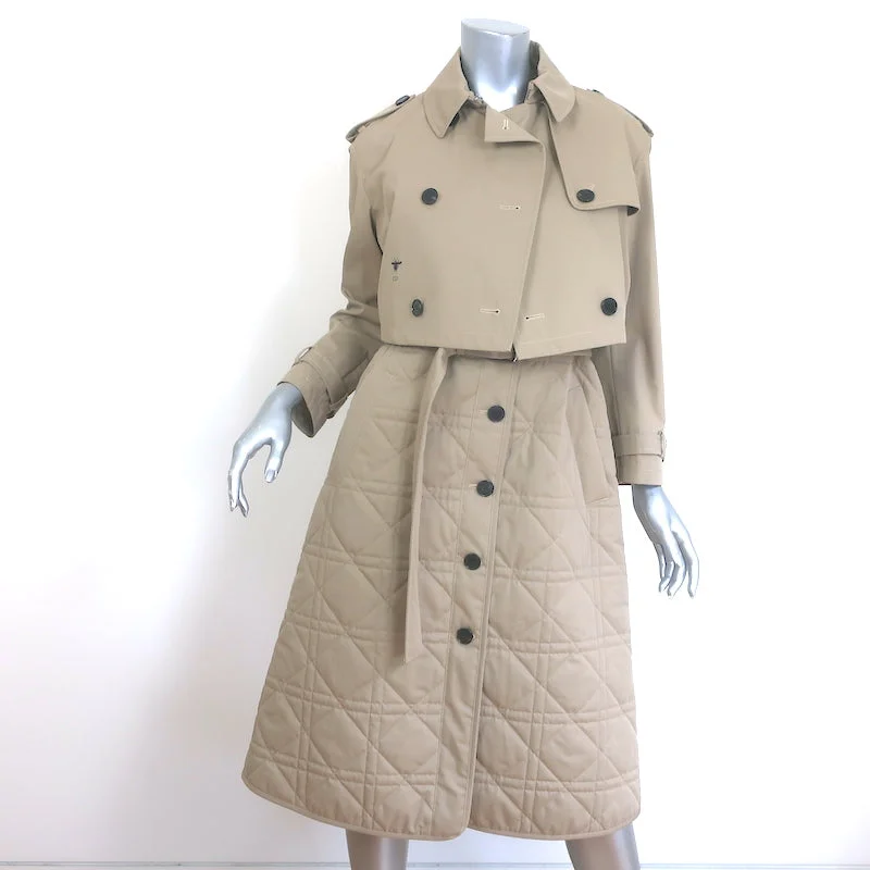 Christian Dior 3-in-1 Macrocannage Trench Coat Dress Beige Cotton Size 36 US 4