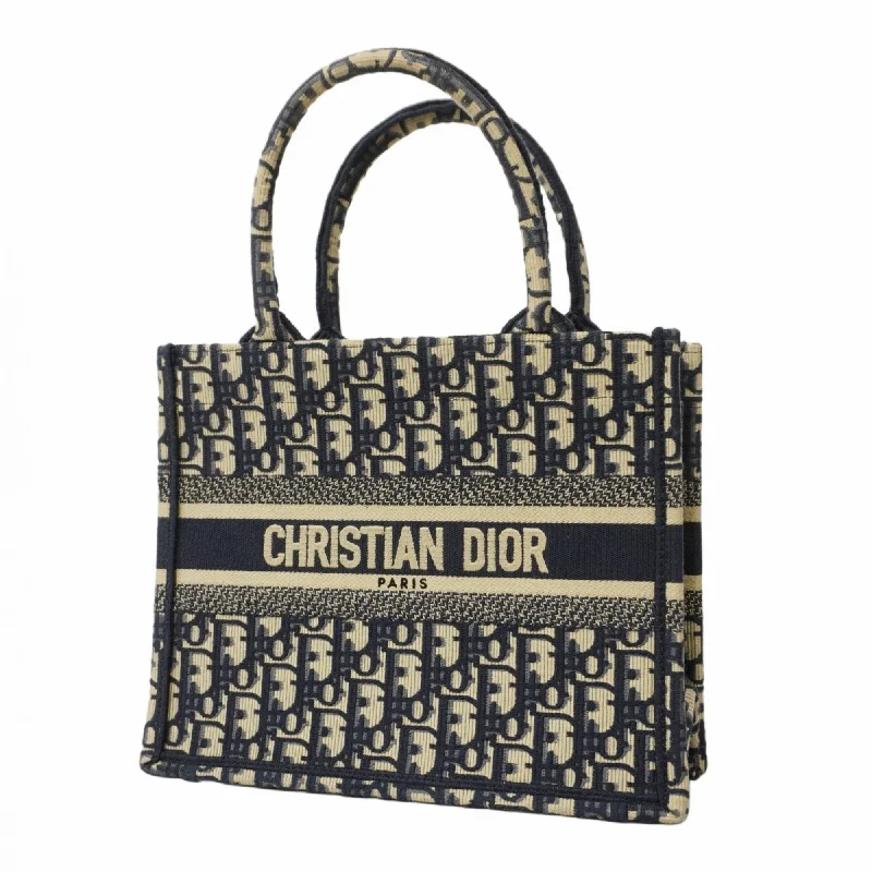 Christian Dior Tote Bag Trotter Book Small Canvas Navy Women's