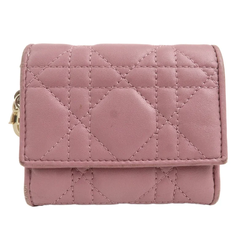 Christian Dior Cannage Leather Lotus Wallet Pink