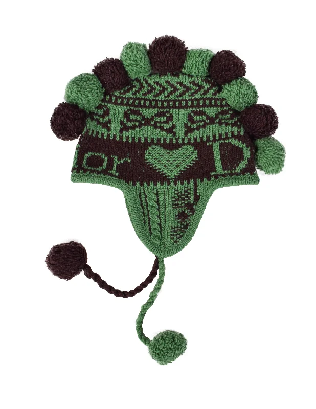 Christian Dior by John Galliano Vintage AW 2002 Green and Brown Pom Pom Mohawk Beanie Hat