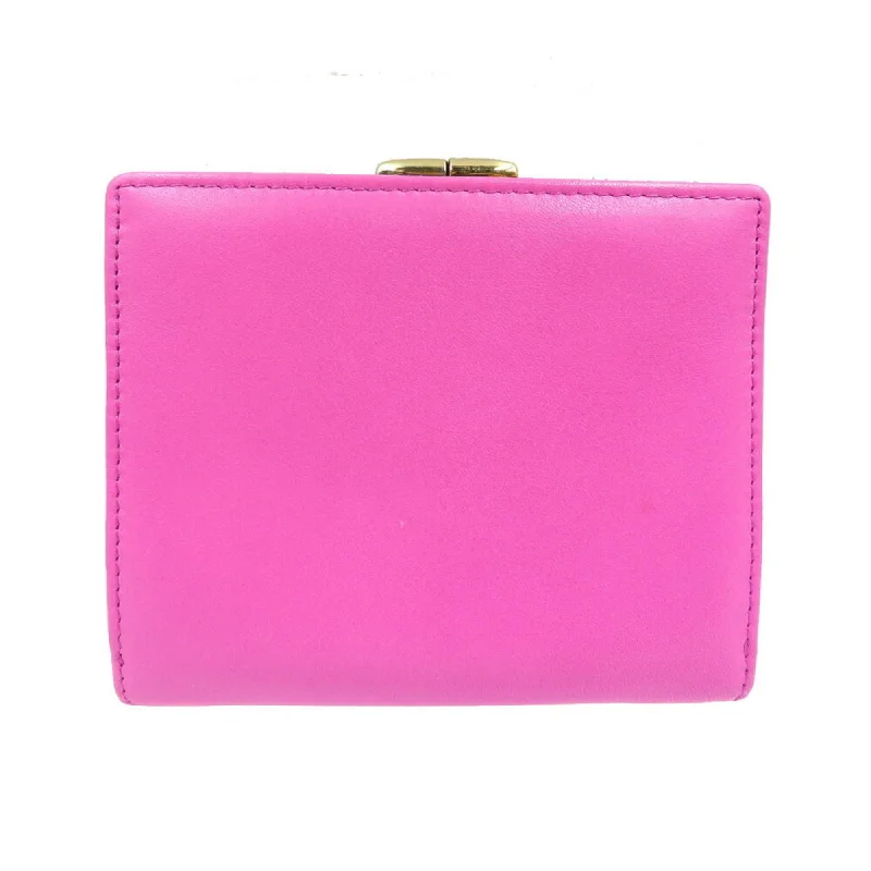 CHRISTIAN DIOR Leather Pink W Wallet