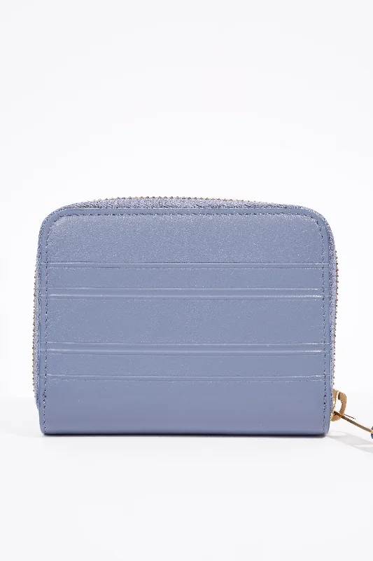 Christian Dior Zip Around Wallet Blue Leather Small