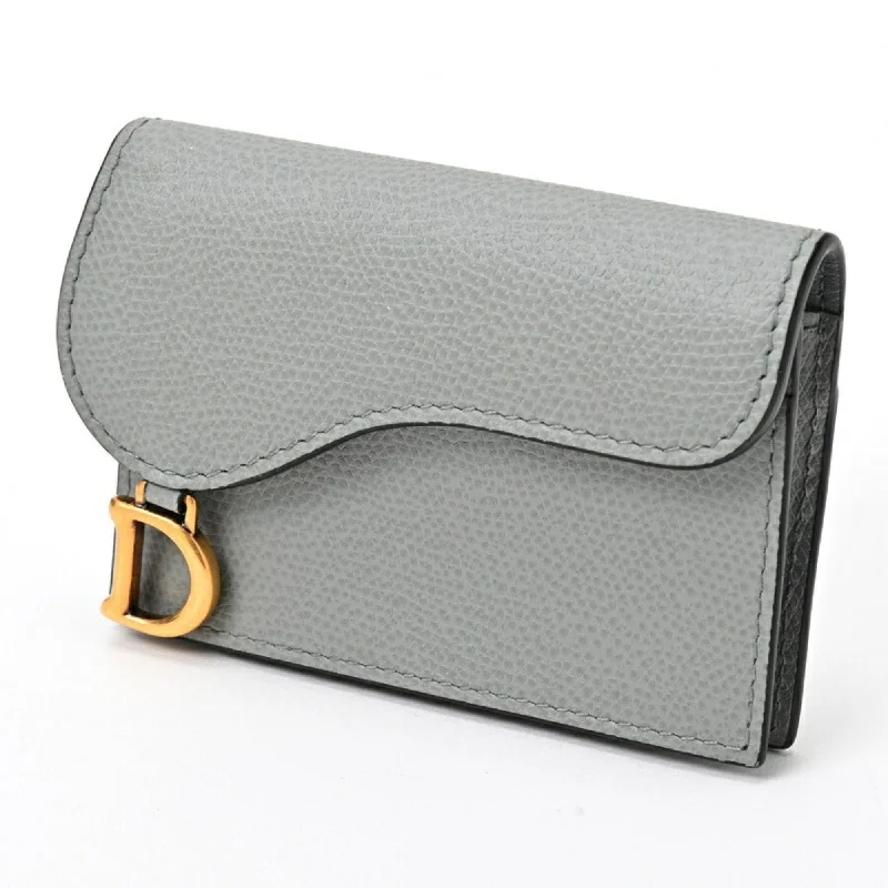 Dior Saddle Bloom Card Holder Case S5611CBAA Grained Calfskin Grey S-156705