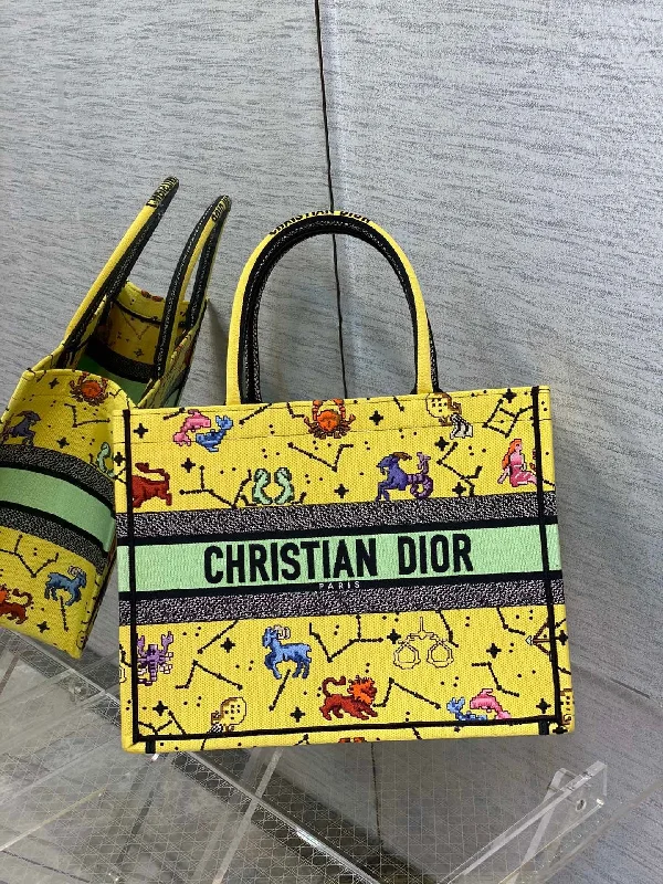 Christian Dior MeChristian Diorum Book Tote Yellow Multicolor, For Women,  Handbags 14in/36cm