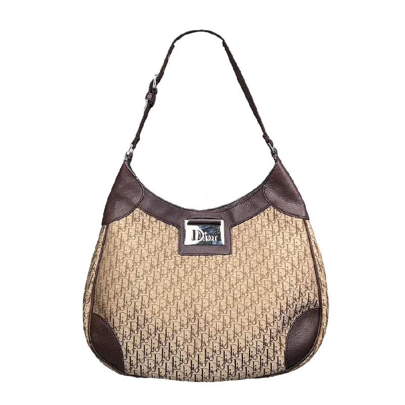 DIOR MONOGRAM LARGE ROUNDED SHOULDER BAG - BEIGE/BROWN