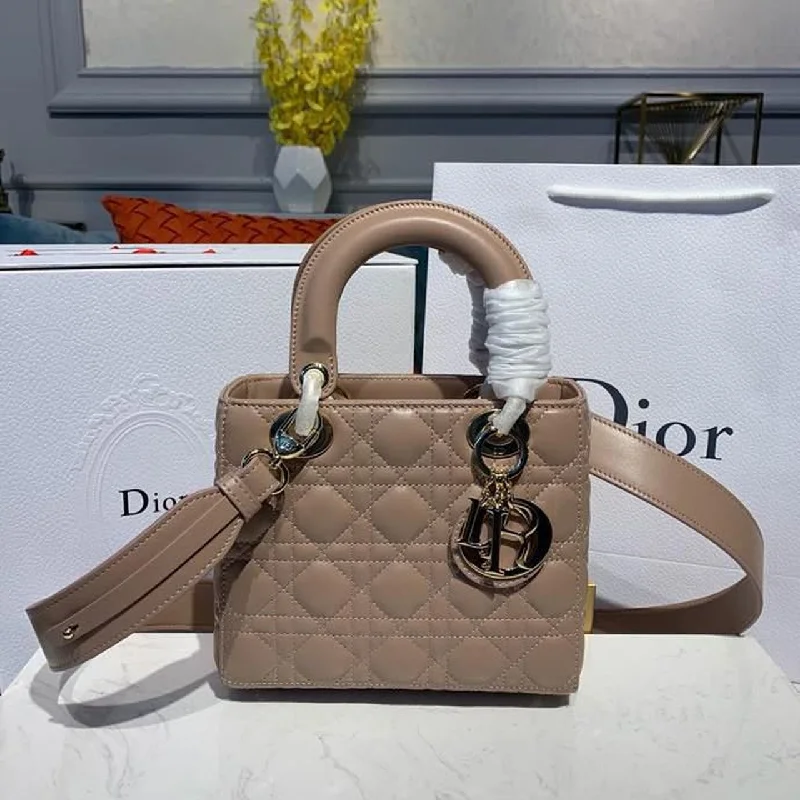 Christian Dior Small Lady Bag Gold Toned Hardware Beige