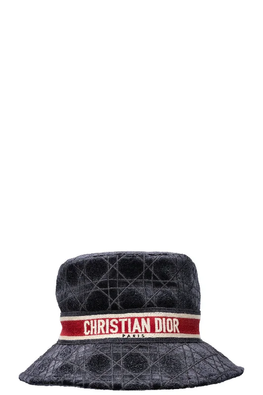 CHRISTIAN DIOR Teddy B Bucket Hat Cannage Velvet Blue