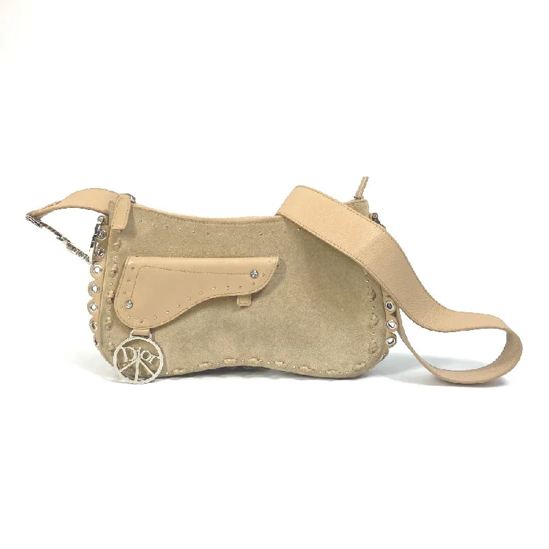 Dior Shoulder Bag Suede / leather beige saddle Women Used Authentic