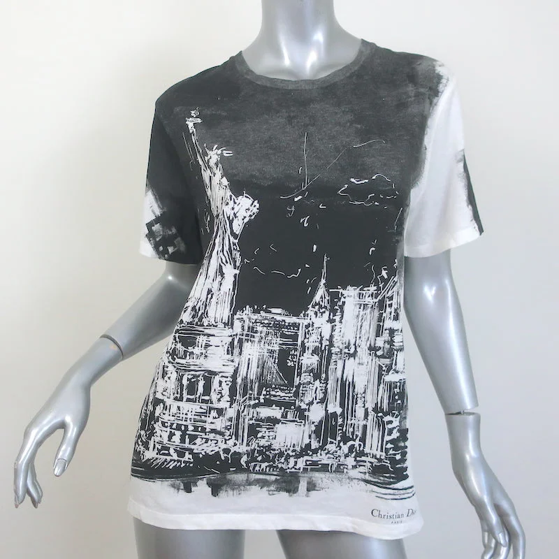 Christian Dior New York T-Shirt Black & White Cotton-Linen Size Medium