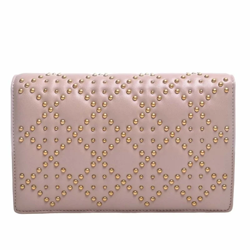 CHRISTIAN DIOR Leather ADDICT Studded Chain Shoulder Wallet Long S2012CNOB Pink Ladies