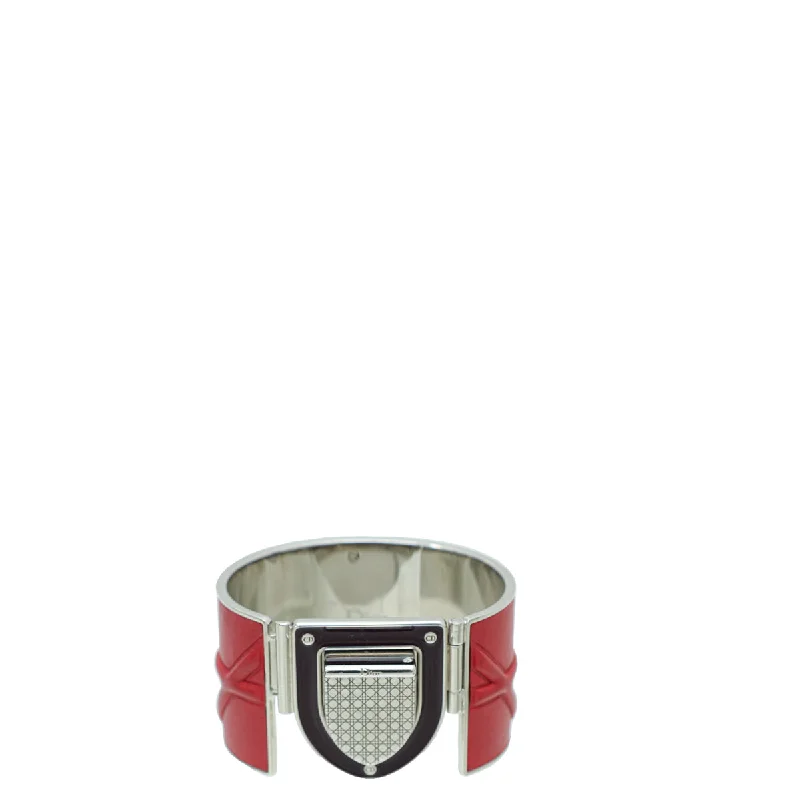 Christian Dior Red Diorama Wide Cuff Bracelet