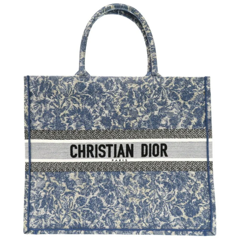 Christian Dior Book Tote Large Canvas Blue Bag 0384Christian