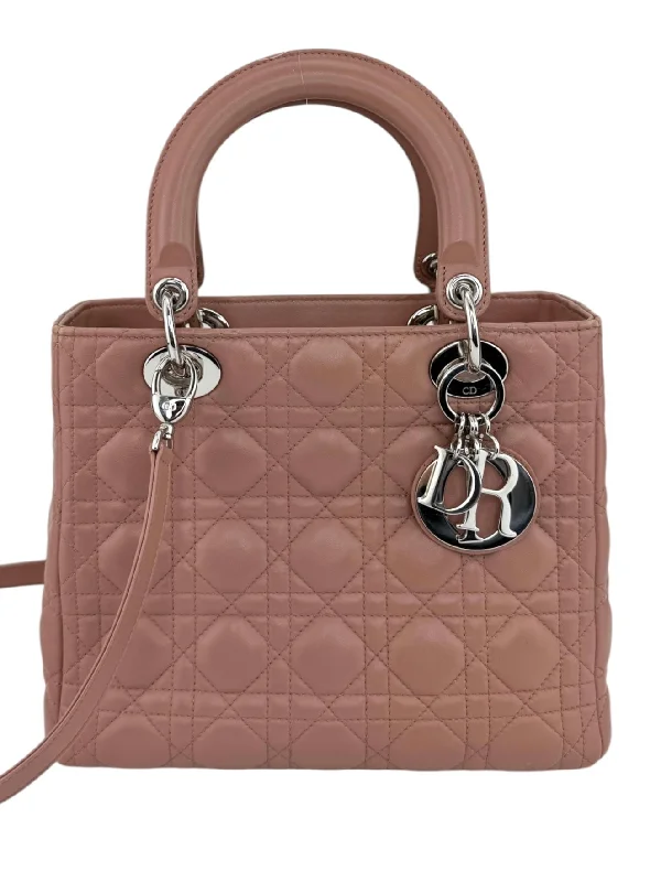 Christian Dior Blush Medium Cannage Leather Lady Dior Bag