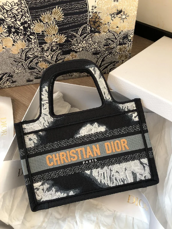 Christian Dior Mini Book Tote Black For Women 9in/23cm