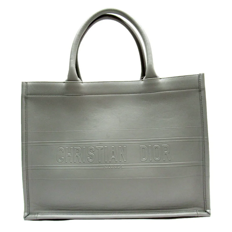 Christian Dior handbag tote bag book leather grey ladies w0322a