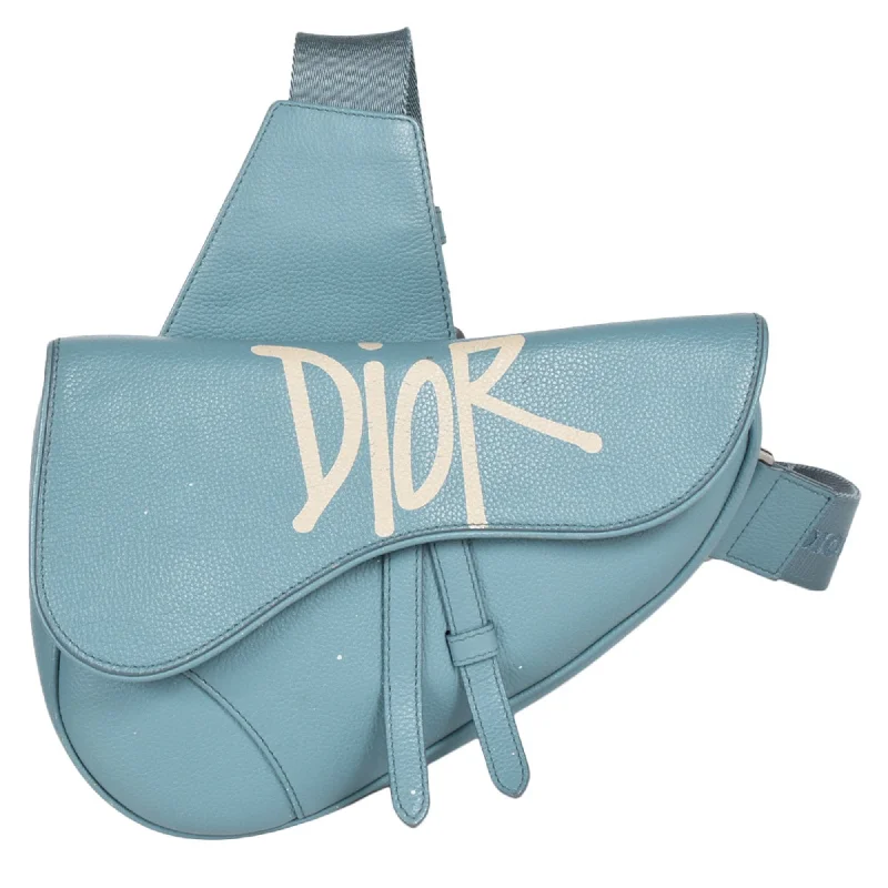 Christian Dior Dior Stussy collaboration saddle bag shoulder leather 19-BO-0230 blue SHAWN STUSSY