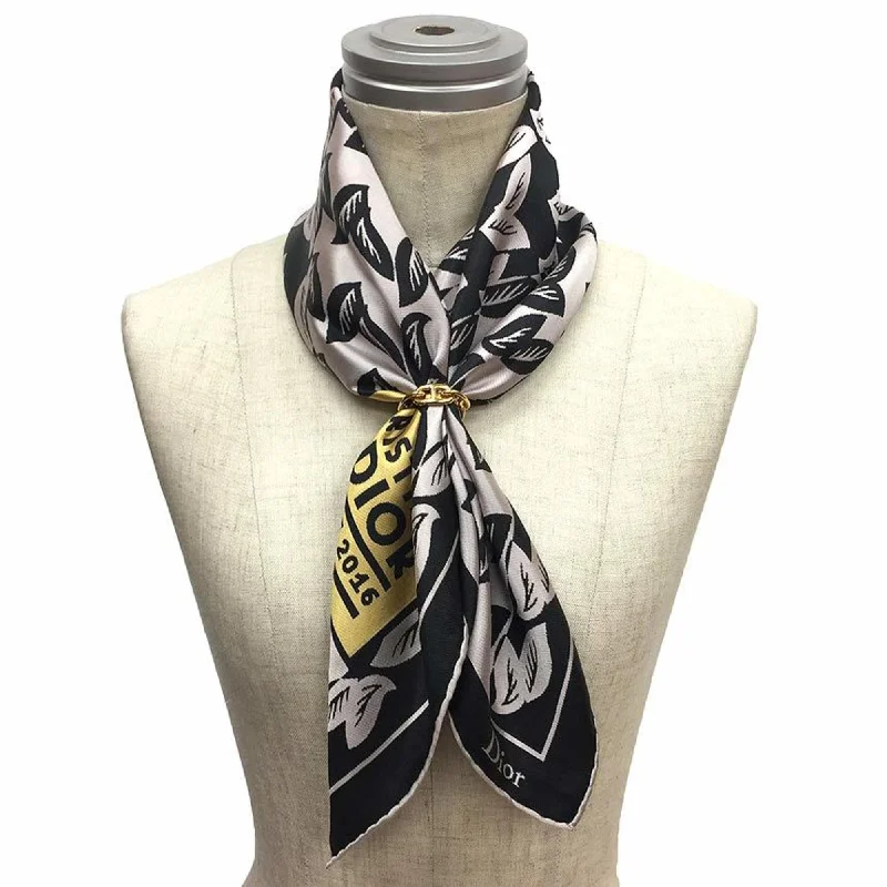 CHRISTIAN DIOR scarf silk leaf pattern