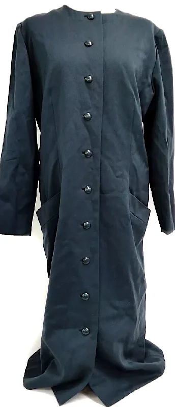 Christian Dior Paris. Dark Gray/Blue Button Front Mandarin Collar Uniform Style Wool, Cupro Dress/Coat