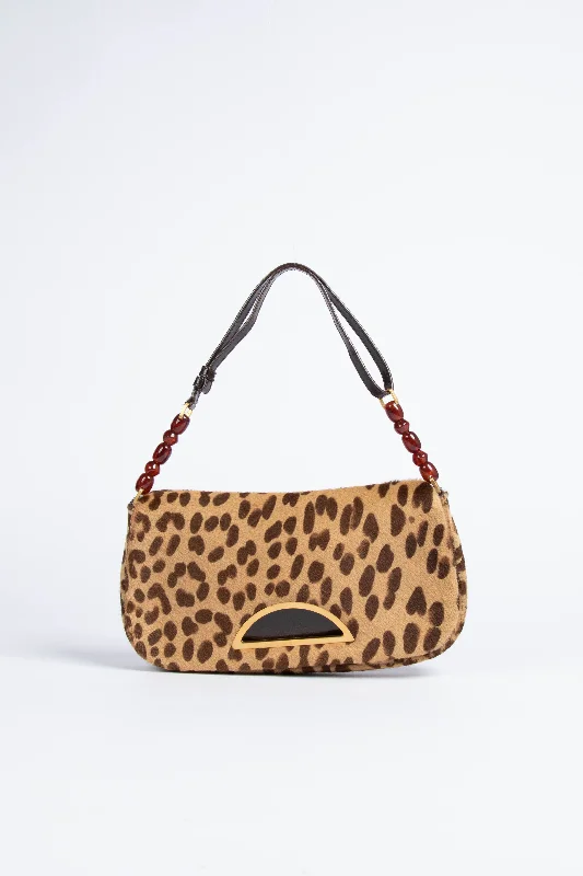 2000s Christian Dior Leopard Pony Hair Shoulder Bag