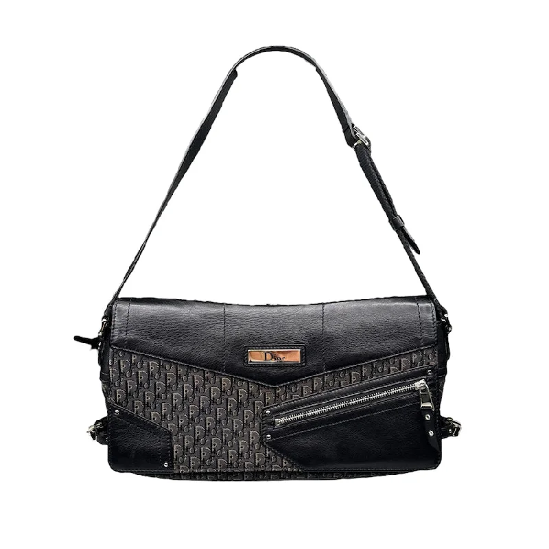 DIOR 2003 STREET CHIC BLACK CANVAS FLAP SHOULDER BAG