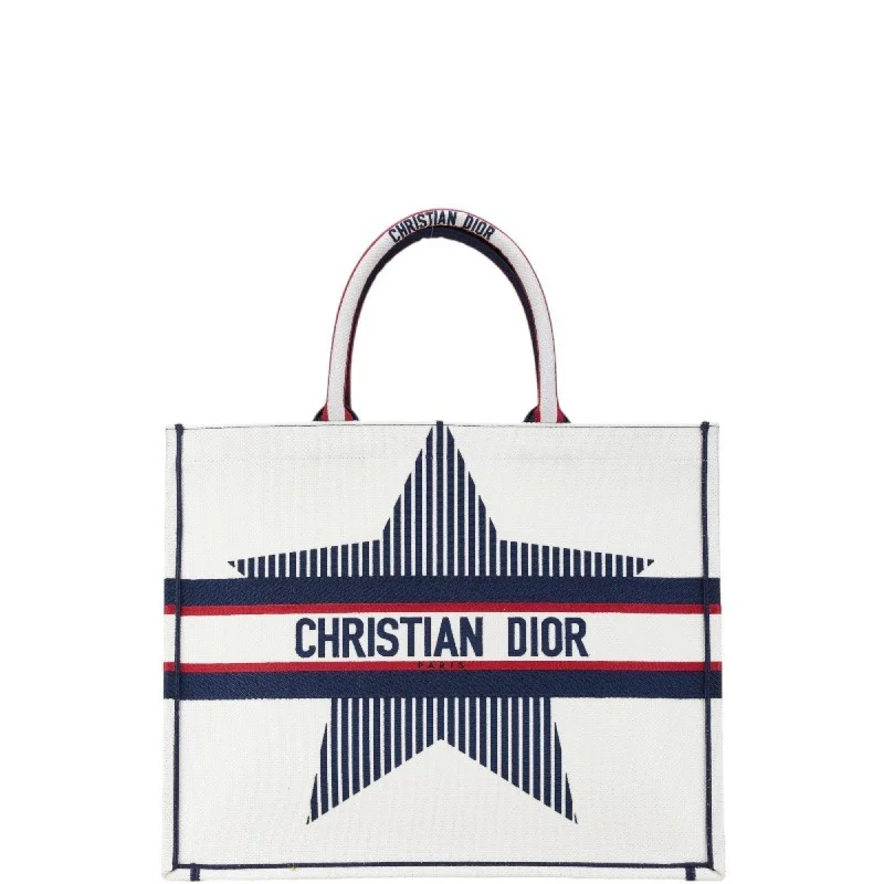 Christian Dior Dior Alps Book Tote Large Bag White Navy Canvas Women's