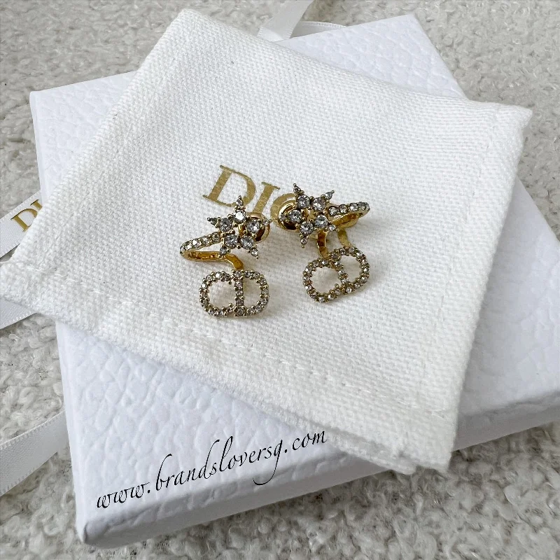 Dior Clair D Lune CD and Star Earrings studded with Crystals in GHW