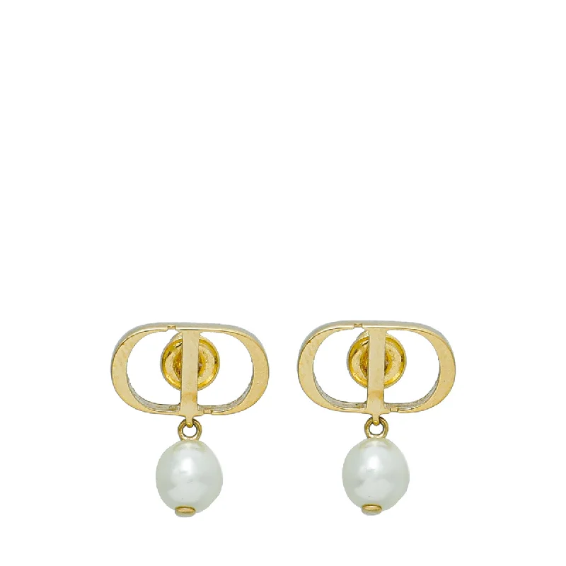 Christian Dior White CD Petit Earrings