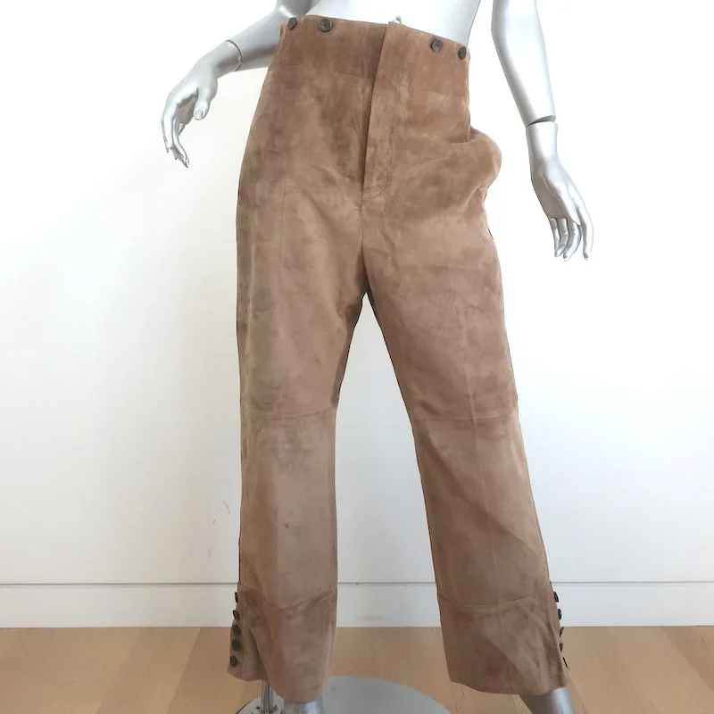 Christian Dior High Waisted Suede Pants Beige Size US 8