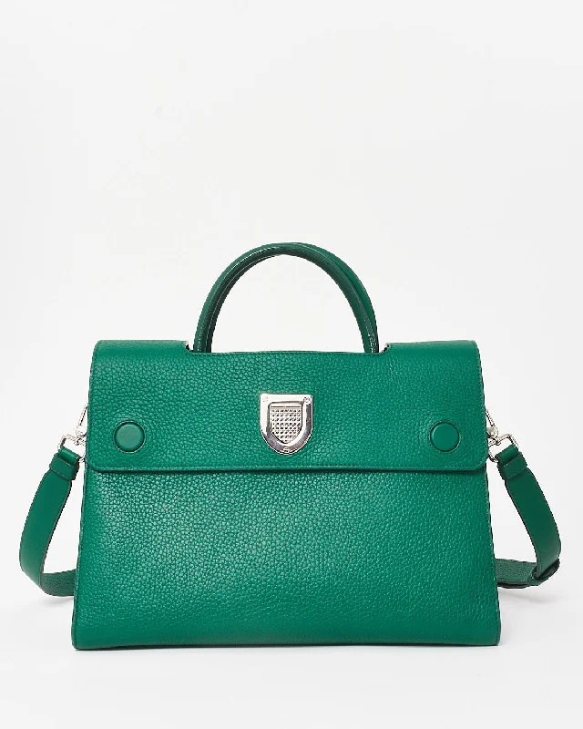 Dior Dark Green Leather Diorever Medium Flap Bag