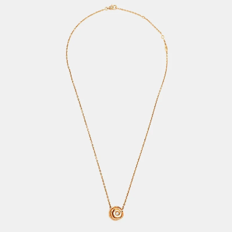 DIOR Large Rose Couture Diamond 18k Rose Gold Necklace