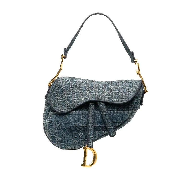 Dior Oblique Denim Saddle Bag (SHG-tFXGoz)