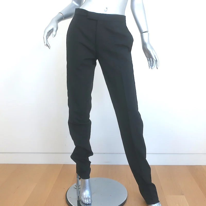 Dior Tuxedo Pants Black Wool-Mohair Size 46R Straight Leg Trousers