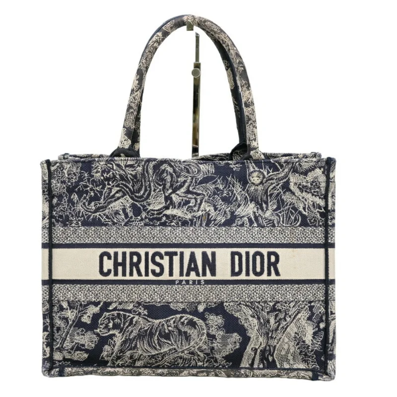 Christian Dior DIOR BO TOTE Book Tote Bag Medium Embroidery White Blue Navy M1296ZRGO