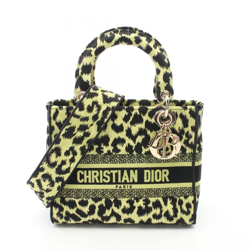 Christian Dior Dior Lady D-Lite Medium D Light Handbag Bag Canvas Women's Green Black