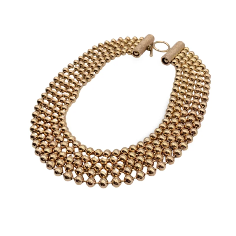 CHRISTIAN DIOR Vintage Gold Metal Multi Strand Beaded Chain Necklace