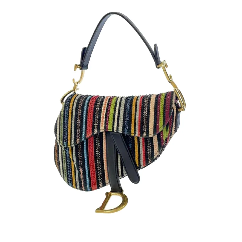 Dior Mini Beaded Canvas Striped Saddle (SHG-uTwXUN)