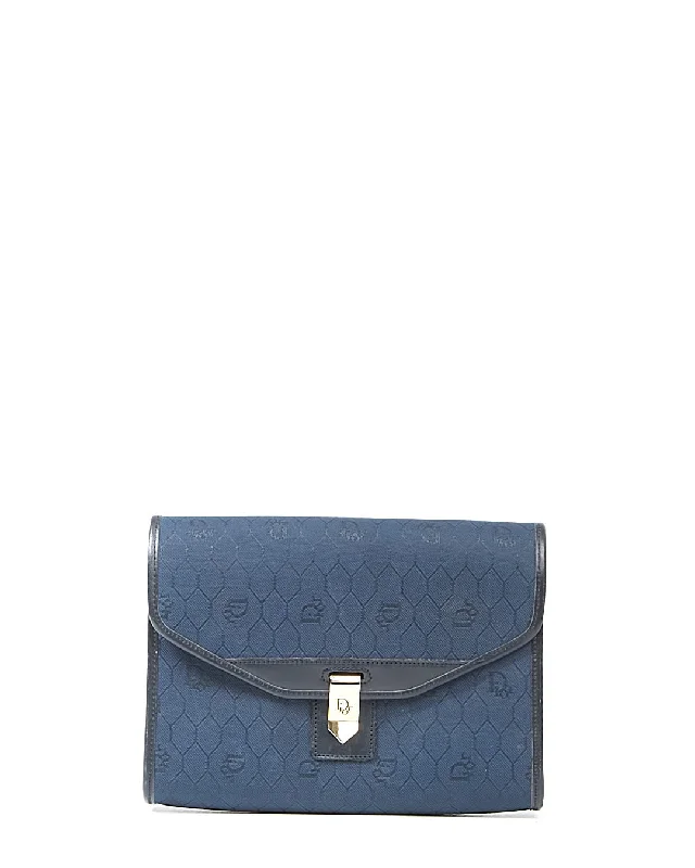 Dior Navy Vintage Canvas Honeycomb Crossbody Bag