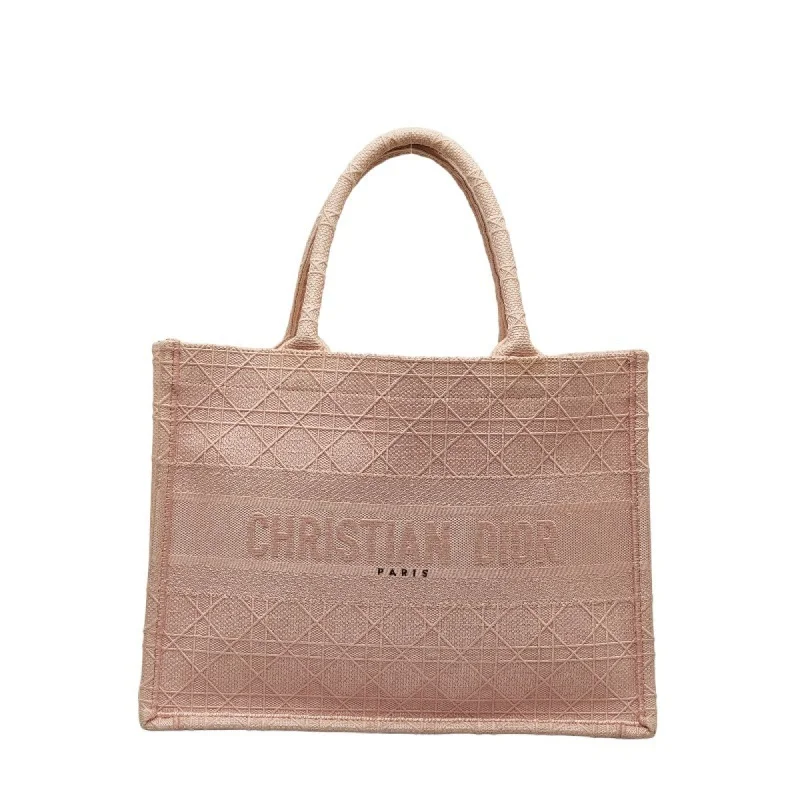 Christian Dior Dior Cannage Book Tote Bag Handbag Pink Canvas Women's