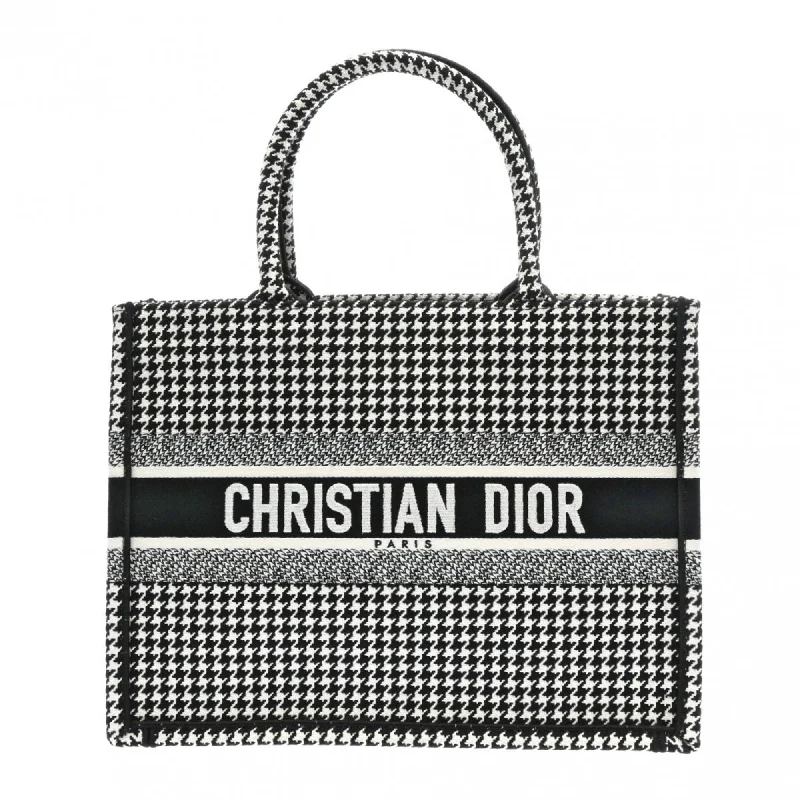 CHRISTIAN DIOR Christian Dior Book Tote Medium Houndstooth Black/White M1296ZRPI Women's Canvas Handbag