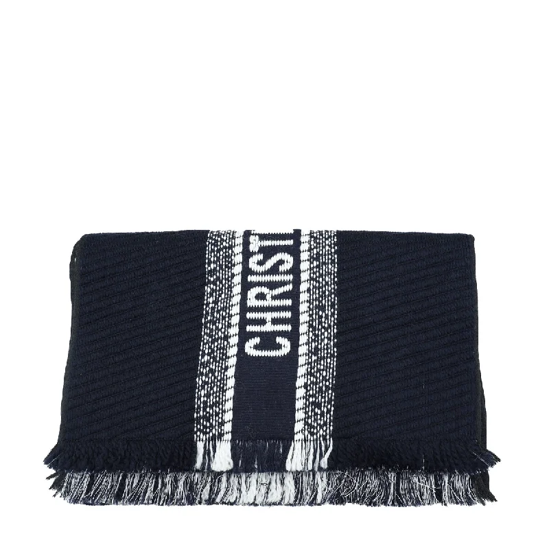 Christian Dior Bicolor Oblique University Reversible Wool Silk Scarf