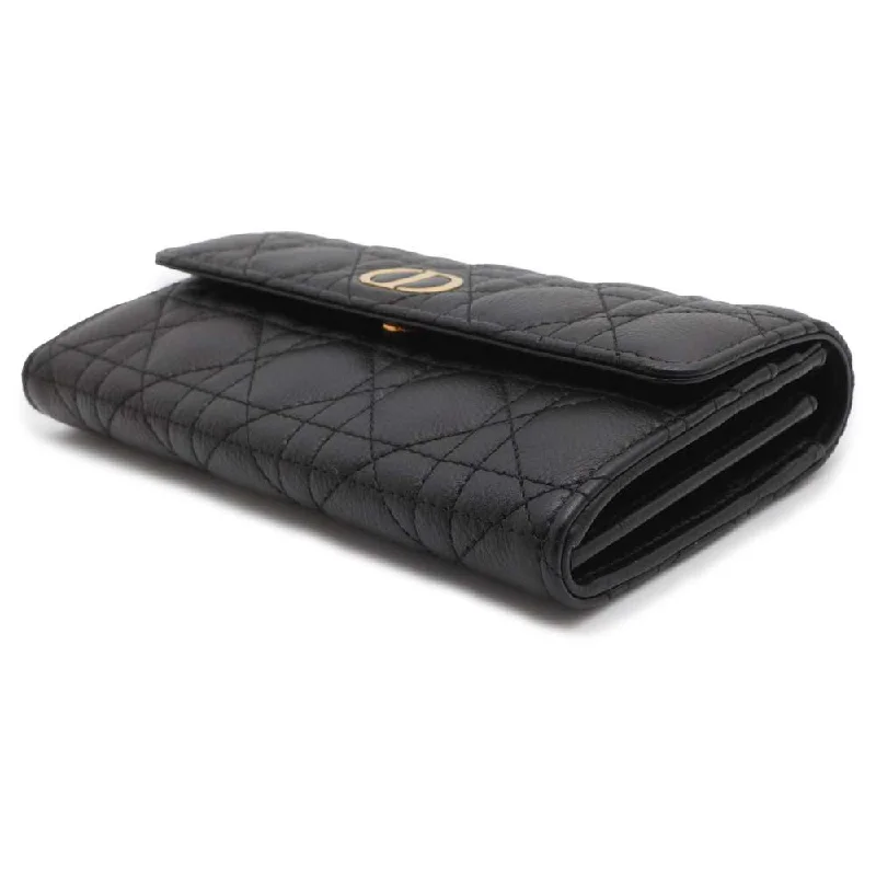 Dior Caro Long Flap Wallet Black S5039UWHC Leather