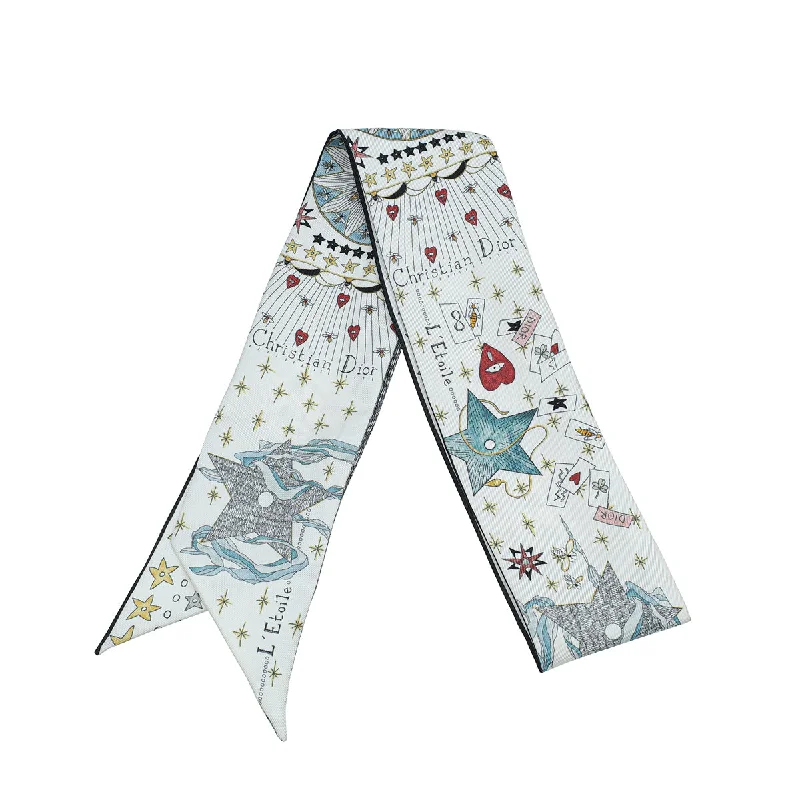 Christian Dior White Multicolor L'Étoile Tarot Mitzah Scarf