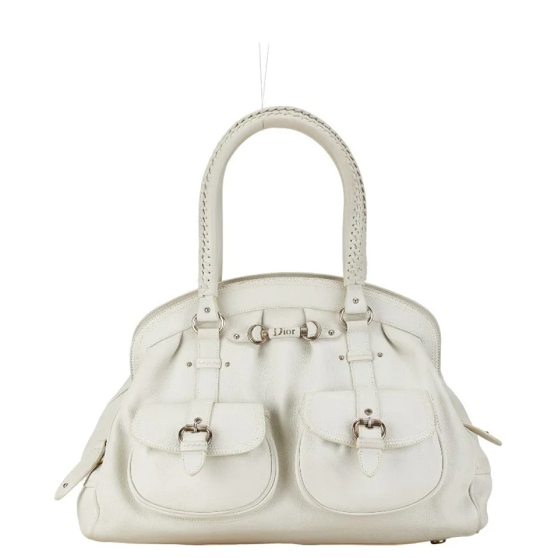 Christian Dior Dior handbag tote bag white leather women's