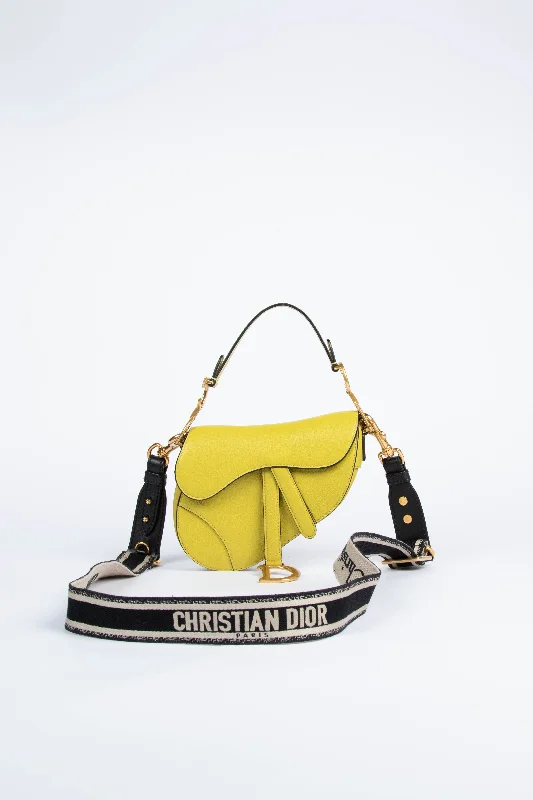 Christian Dior Lime Green Leather Mini Saddle Shoulder Bag