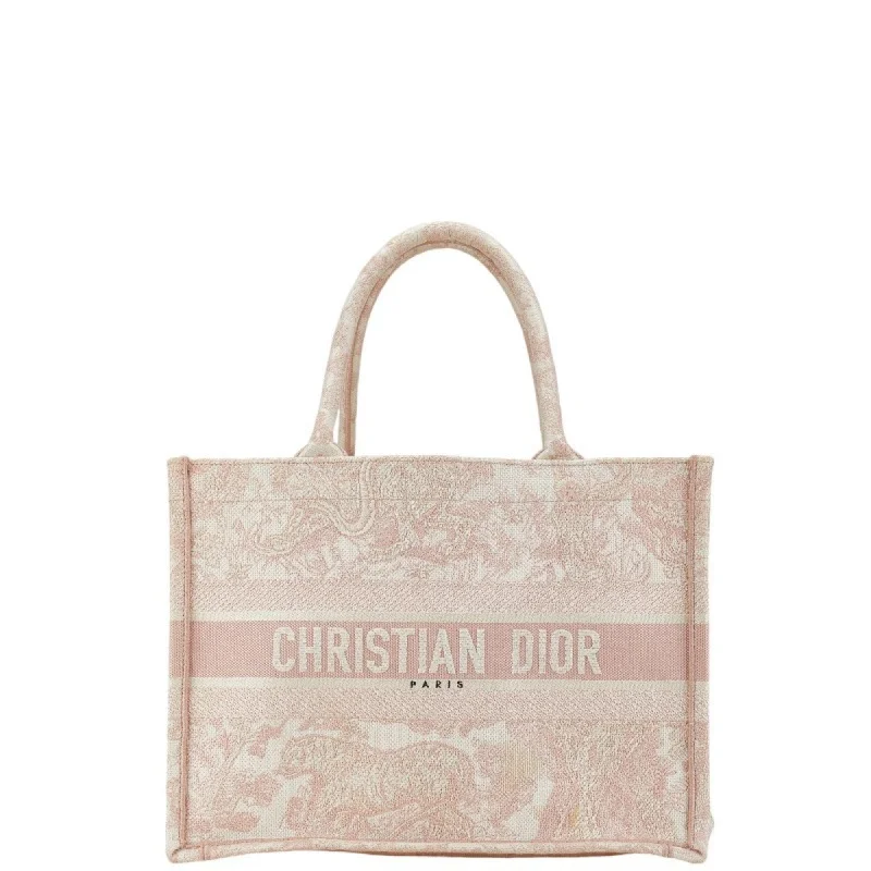 Christian Dior Dior Book Tote Medium Embroidery Handbag Bag Pink Canvas Women's