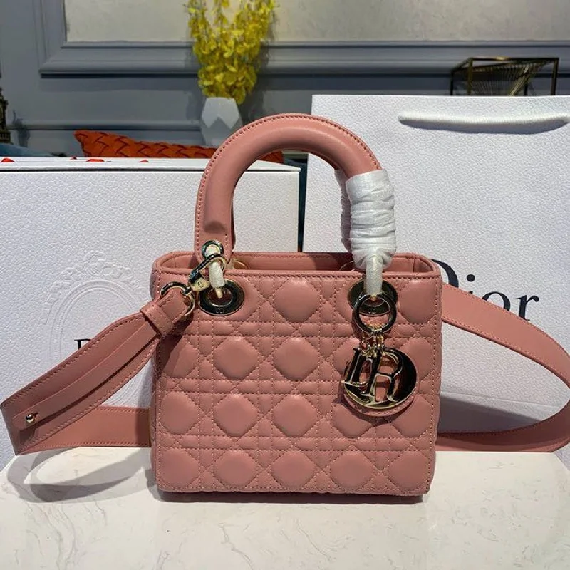 Christian Dior Small Lady Bag Gold Toned Hardware Sorbet Pink