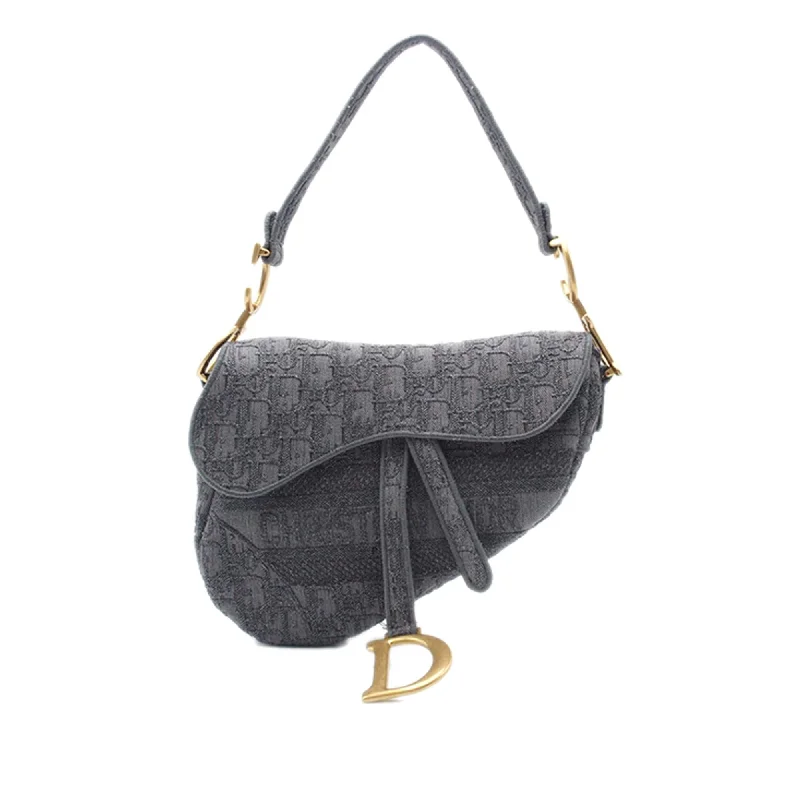 Dior Classic Oblique Canvas Embroidered Saddle Bag (SHG-B83Oth)