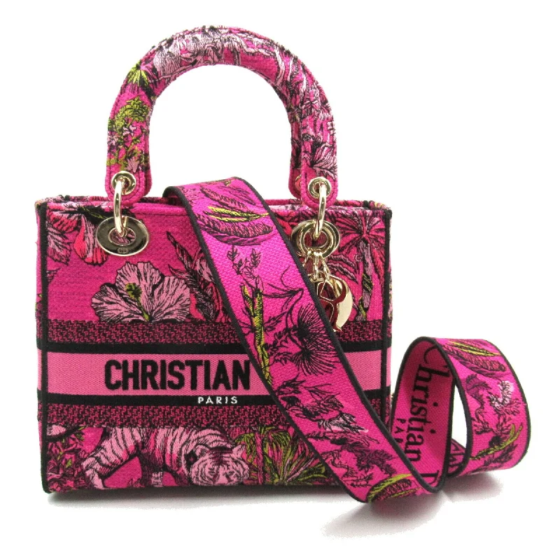 Christian Dior Dior Lady Dee-Lite Bag Medium Tote Canvas Women's Pink Fuchsia Multi M0565OEUP75E