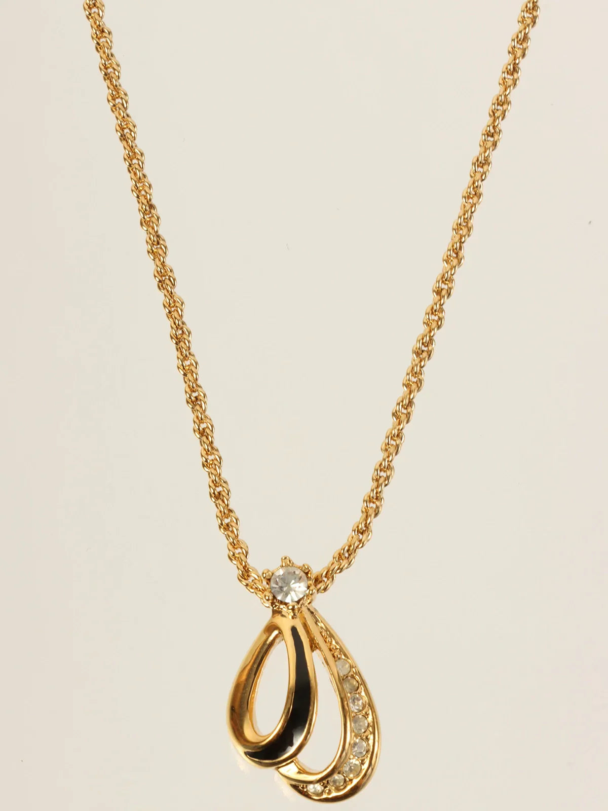 DIOR Rhinestone Design Necklace Gold/Black