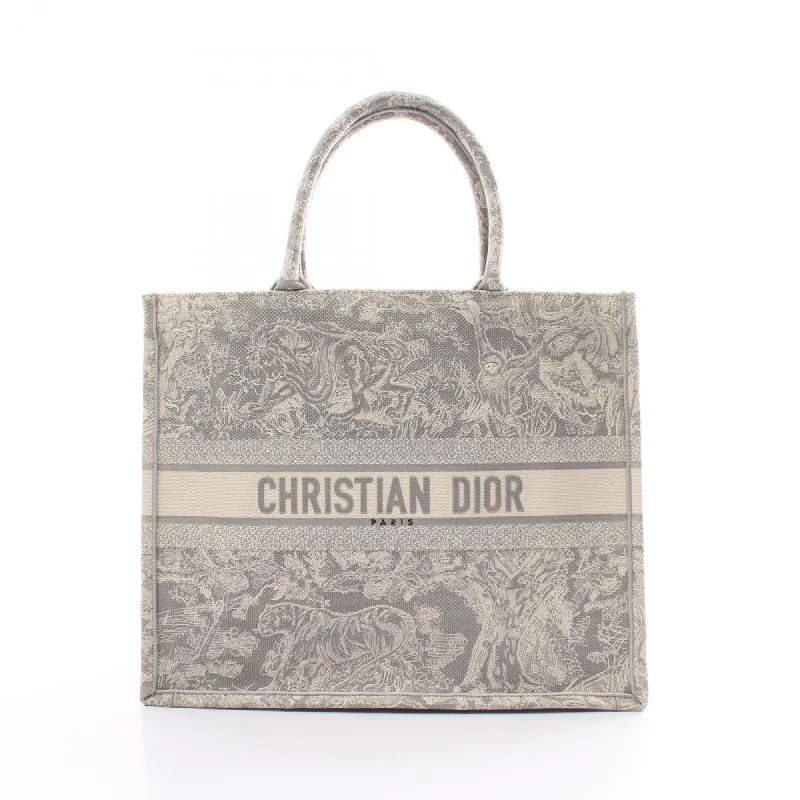 Christian Dior Dior BO TOTE Book Tote Large Toile de Jouy Bag Canvas Women's Gray Ivory